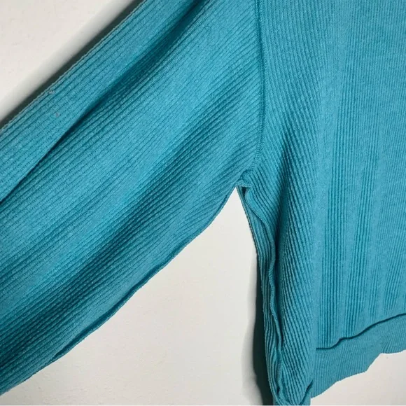 We the Free Free People Main Squeeze Hacci Top Aqua Bright Blue Sweater Sz Small - Picture 6 of 7